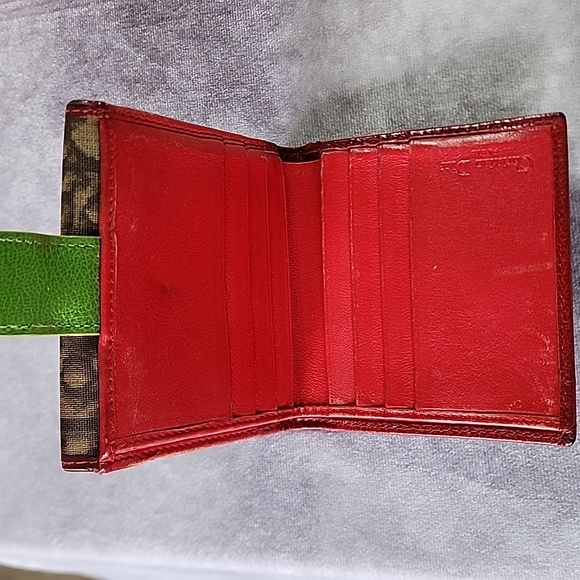 Christian Dior Reggae "2" Brown Yellow Red Green Compact Double Snap Wallet - Picture 5 of 9